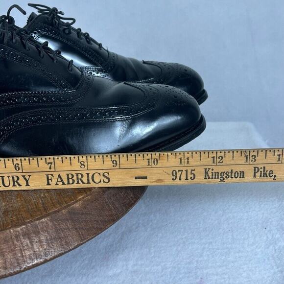 Florsheim Shoes Mens 12 Black Leather Wingtip Lexington Oxfords Brogue - Picture 13 of 14